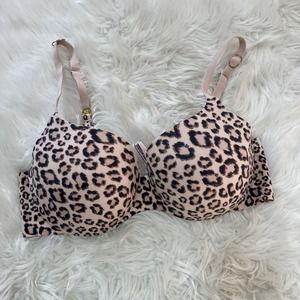 Incredible By Victoria Secret Lined Demi Bra Push Up Leopard Underwire 34D